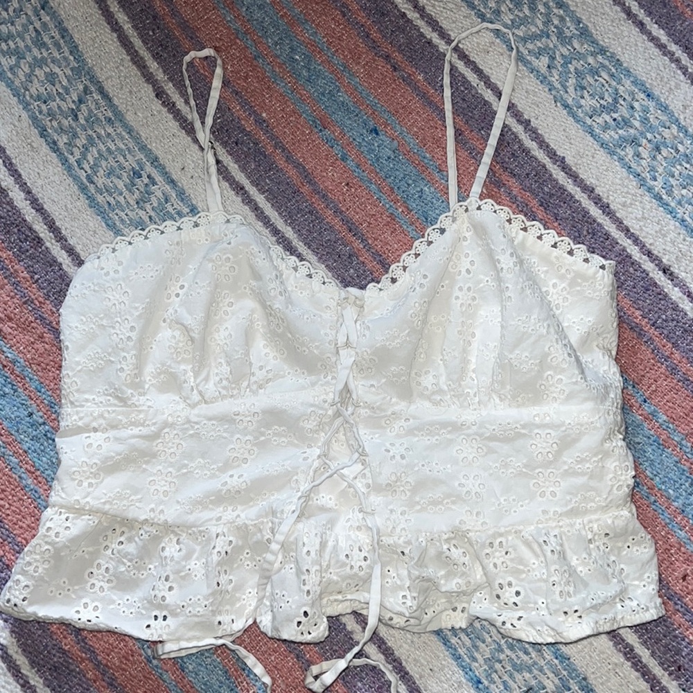 White peplum crop tank